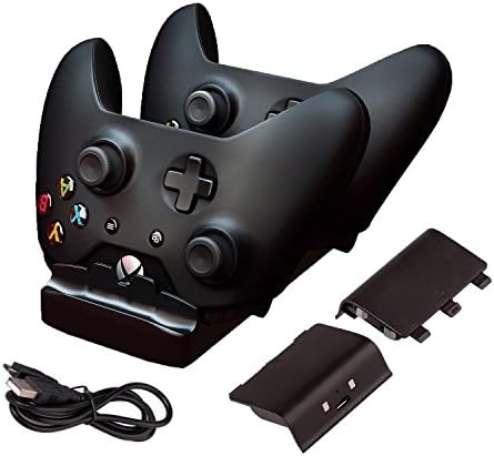 Tekdeals Xbox One Charger Dual Dock Charging Station Base with Two Rechargeable Batteries and USB Cable for Xbox One Wireless Controller
