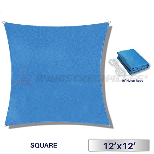 12′ x 12′ Sun Shade Sail UV Block Fabric Canopy in Sky Blue Square for Patio Garden  ...
