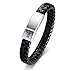 VNOX Handmade Genuine Leather Braid Muslim Allah Stainless Steel Magnetic Clasp Cuff Bangle Bracelet for Men