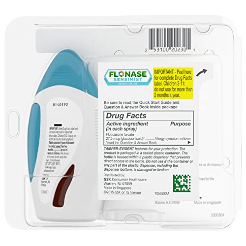 FLONASE CHILDREN’S SENSIMIST ALLERGY RELIEF SPRAY, 24 HOUR NON-DROWSY CHILDREN’S ALLERGY MEDICINE, SCENT-FREE, ALCOHOL-FREE FINE MIST – 60 SPRAYS