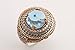 Turkish Handmade Jewelry Round Shape London Blue and Round Cut Topaz 925 Sterling Silver Ring Size Options