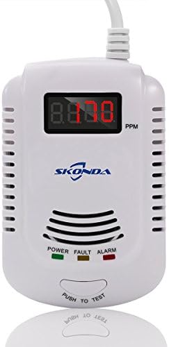 SKONDA Human Voice Prompt Gas Detector Alarm Combustible Gas Concentration Display with Battery Backup for Home