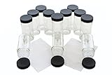 MT Dezign Glass Spice jars 12 bottles with Black Lids and 18 Shaker Tops with Blank Labels