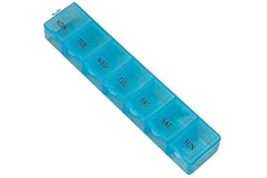 Plastic Pill Box Portable Exquisite Three-Color Plastic 7 Days Small Pill Medicine Storage Box Drug Separation (Blue)