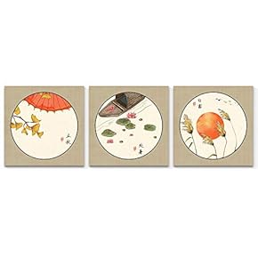 Wall26-3 Panel Canvas Wall Art- Chinese Style -Giclee Painting Wall Bedroom Living Room Home Decoration - 12"x12"x3 Panels