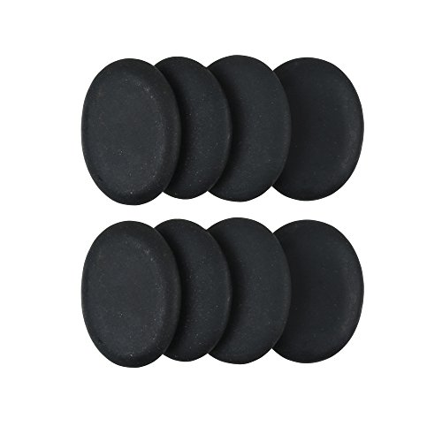 Romonacr 8Pcs Professional Small Massage Hot Stone Set Natural Lava Heated Stones Basalt Warmer Rock for Spa, Massage Therapy 1.18 x 1.57 x 0.31in(3x4x0.8cm) Black - Thumbnail 3