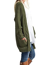 ZHENWEI - Suéteres para mujer, talla grande, con bolsillo, parte frontal abierta, tallas S-3XL