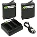 Wasabi Power GoPro HERO5/HERO6/HERO7 1220mAh Battery (2-Pack) and Triple USB Charger for GoPro Hero 7 Black, Hero 6 Black, Hero 5 Black, Hero 2018 (Limited Compatibility for GoPro Hero 8 Black)
