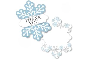 Big Dot of Happiness Winter Wonderland - Shaped Thank You Cards - Snowflake Holiday Party and Winter Wedding Thank You Note C