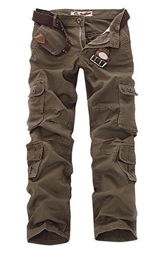 Aubig Men s Military Army Pants Casual Tactical Trousers Multiple Pocket Cargo Pants-Coffee 29
