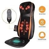 Shiatsu Neck & Back Massager for Chair with Heat - Massage Chair Pad with Full Back Kneading, Neck Height Adjustable, Vibration on Seat Cushion for Hip Body Muscle Pain Relief- Home Office Chair Use