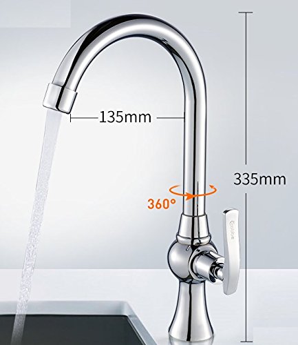 AWXJX Sink Taps Stainless Steel Kitchen Hot And Cold Ceramics Rotate Single Handle Single Hole
