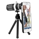 HYSJYÂ® Samsung Galaxy S5 Camera Lens Kit including a 12x Telephoto Lens / Fisheye Lens / 2 in 1 Macro Lens and Wide Angle Lens / Mini Tripod / Universal Phone Holder / Telephoto Lens Holder Ring / Hard Case for S5 / Phone Bag for Your Galaxy S5 Camera (BLACK)
