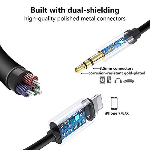 Apple MFI Certified) iPhone Aux Cord for Car, Lightning to