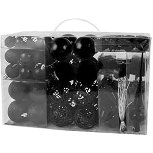 Brubaker 101-delige set kerstballen met boomkant kerstboomversiering zwart