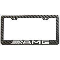 LuxeAccessories Mercedes-Benz AMG License Plate Frame Carbon Fiber Look Style Glossy Plastic