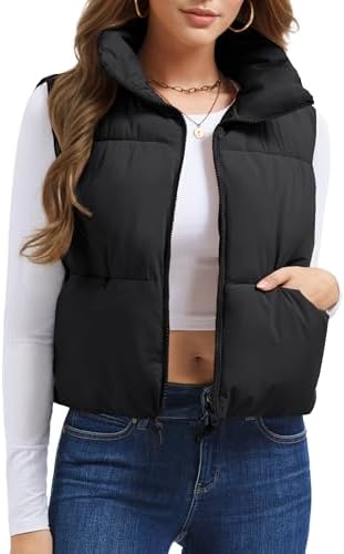 ジャケット・アウター SO ORIGINAL HALF ZIP PADDING VEST(BLACK) JZC Womens Puffer Vest Fashion Lightweight Jacket Winter Zip Up