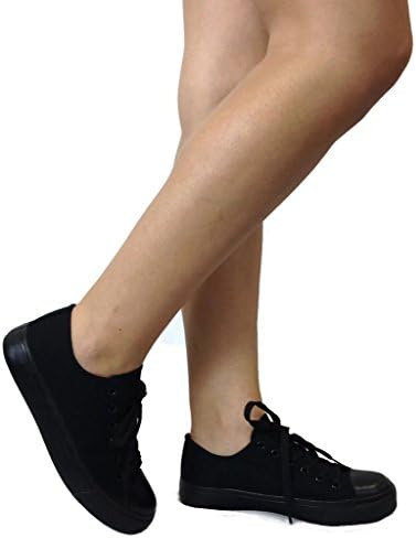 The Collection Women's Low Top Sneakers Canvas Lace-up Shoes - Runs Small