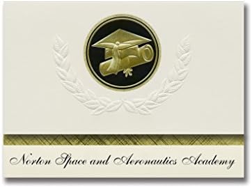 Signature Announcements Norton Space and Aeronautics Academy (San Bernardino, CA) Graduation Announcements, Presidential Elite Pack 25 Cap &amp; Diploma Seal. Black &amp; Gold.