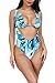 Viottiset Women's Halter Thong Brazilian Push Up Pad Strappy Two Piece Swimsuit Blue Medium