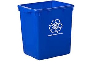 Globe Commercial Products 22 Gallon Curbside Recycling Bin – HDPE Open-Top Recycling Container with Ergonomic Handles, Spill 