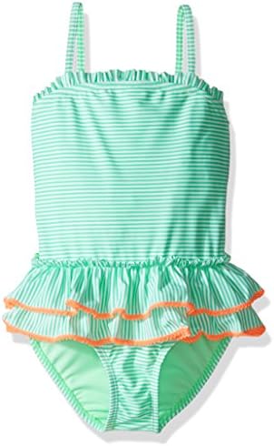 Hulu Star Little Girls' Sailor Stripe One Piece Swimsuit, Mint, 6X
