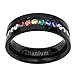 FlameReflection 6mm Black Titanium Gay Lesbian Engagement Ring Wedding Band Rainbow CZ Eternity Band Size 5-13 SPJ