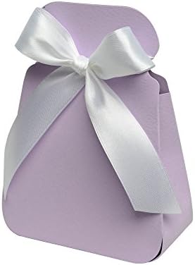Enalia Mare Favor Boxes Chic Design Lilac Paper Pouches with Satin Ribbons 30 pcs set (Matte Embossed Paper Pouch Lilac)