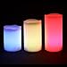 3 pcs Set Ivory Wax Flickering Flameless Color-Changing Candles Glowing LED Pillar w/ Remote Control, Valentine Party Decoration Centerpieces Weddings 6, 5, 4 inch