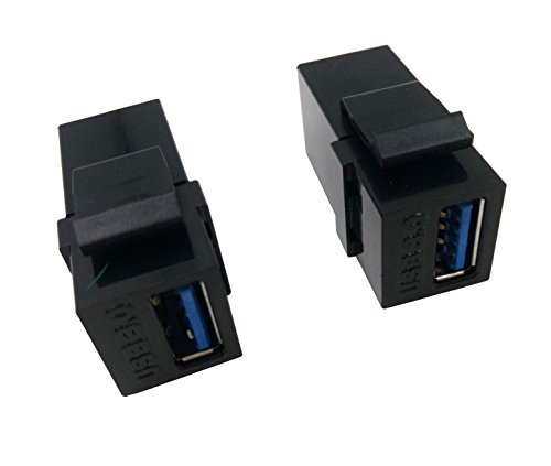 Poyiccot USB 3.0 Keystone Jack Inserts, (2-Pack) USB to USB Adapters Female to Female Connector For Wall Plate Outlet Panel-Black - Thumbnail 2