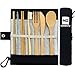 Bamboo Utensils, Eco Friendly Flatware Set, Bamboo Cutlery Set, Bamboo Travel Utensils, Camping Utensils Set, Portable Utensils Set, 7 Pieces- Black