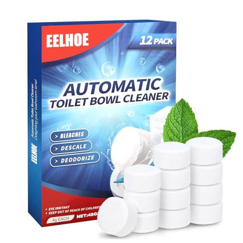 LBOYLOVE® 12 Pcs Toilet Bowl Cleaning Tablets, Automatic Toilet Bowl Cleaner with Bleach for Deodorizing, Descaling, Against Tough Stains, Household Toilet Tank Cleaner