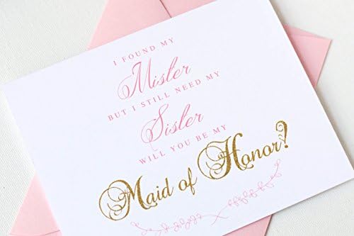I Found My Mister Now I Need My Sister Bridesmaid Card, Bridal Party Card, Wedding Party Card, Your Choice of Colors