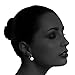 Pearl Drop Earrings 925 Sterling Silver White Freshwater Cultured Pearl Dangling Earrings for Women