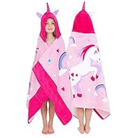 Yayme! Hooded Unicorn Bath Towel for Girls | Beach Towels Kids Towels Toddler Towel | Cotton Robe Perfect Beach Cover-up | Unicorn Costume for Girls | Poncho with a Hood or Bathrobe After a Bath