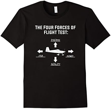 Mens Aviation Pilot T-Shirt - The Four Forces of Flight Test Medium Black