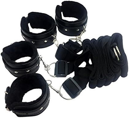 Junoai Under Bed Restraints Kit with Adjustable Leather Wrist and Ankle Cuffs