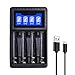 AA Battery Charger, IMOE Smart LCD Display 4 Bay AAA AA batteries Charger with USB Port for Ni-MH Rechargeable Batteries Build in Intelligent Circuits Protection