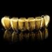 NIV'S BLING - 18K Gold Plated Stainless Steel Grillz - 8 Tooth Gold Teeth Hip Hop Dental Grill - 8 Top, 6 Bottom Set