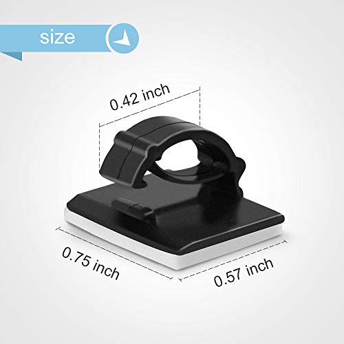 Smilife 100 PCS Black Self Adhesive Cable Wire Clip Holders, Snap Design Cable Clip Wire Management, Wire Organizer Use for Home, Office, Car - Thumbnail 2