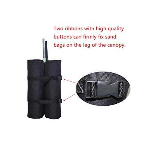 CACTIYE Canopy Weight Bags for Pop up Canopy Tent, Sand Bags Leg Weights for Instant Outdoor Sun Shelter Canopy Legs, 4-Pack (Bags Only, Sand Not Included) (4Cylinder, Black) - Thumbnail 2