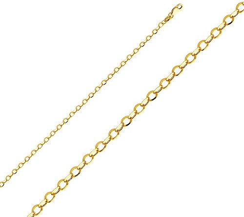 Ioka Jewelry - 14K Yellow Gold 3.2mm Hollow Angle Diamond Cut Cable Chain Necklace - 20"
