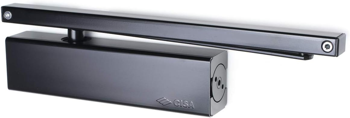 CISA 1D521003044 Aircraft Door Closer with Sledge Arm, Adjustable, EN 2-4, with Arm Lock, Black