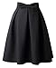 Hanlolo Womens Black Skirts Solid Color Vintage Knee Length Pleated Office Skirts 14