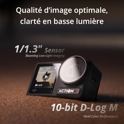 Bundle DJI Osmo Action 4 Essentiel - Caméra d’Action étanche 4K/120 IPS avec capteur 1/1,3 Pouce, des Images saisissantes en Basse lumière, des Couleurs D-Log M 10 Bits, Batterie 1 770 mAh prolongée