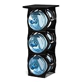 U-STACK Water Bottle Storage Rack - Holds Three 5 Gallon Bottles for Water Coolers (3 Bottle with Shelf) (Black)
