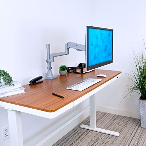 Mount-it! Soporte de Escritorio para un Solo Monitor | Brazo de Monitor de Resorte de Gas montado en Poste | Elevador de Pantalla de computadora de Altura Ajustable Premium