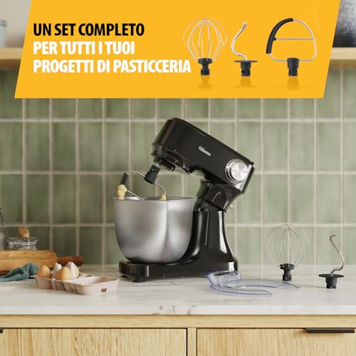 Robot da Cucina Tristar con Ciotola in Acciaio Inox da 4,5 L, Potenza 800 W, 12 Velocità con Funzione Pulse, Testa Inclinabile, Paraspruzzi, MX-4870