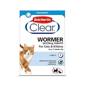Bob Martin Clear | Cat Wormer Tablets, Suitable for Kittens | Clinically Proven Effective Treatment (2 Tablets)
