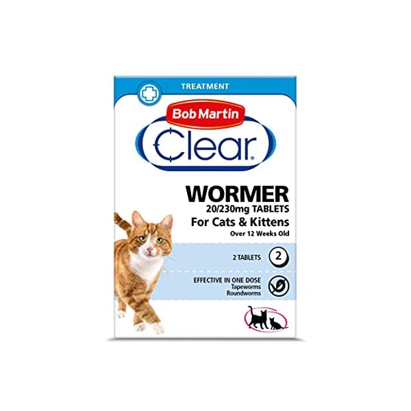 Bob Martin Clear | Cat Wormer Tablets, Suitable for Kittens | Clinically Proven Effective Treatment (2 Tablets)